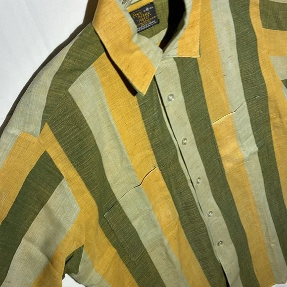 Sears | Shirts | Vintage Sears Striped Green And Yellow Mens Shirt Rare |  Poshmark